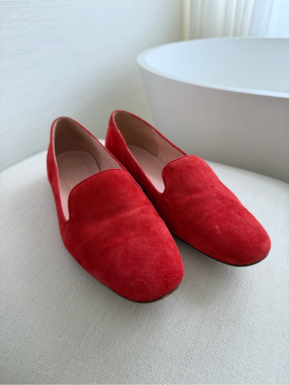 J. Crew Red Suede Slip-On Loafers, Sz 9